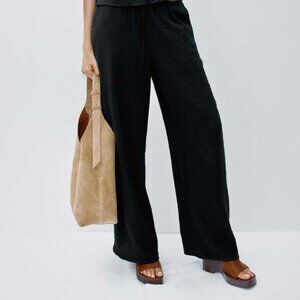 Zara Black Drawstring Waist Flowy Pants with Pockets - women's size medium